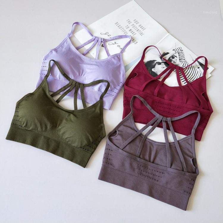 

Sports Bra Push Up Joggings Wirefree Padded Strappy Yoga Sportswear Running Training Women Fitness Gym Bra Sexy Seamless1, Purple