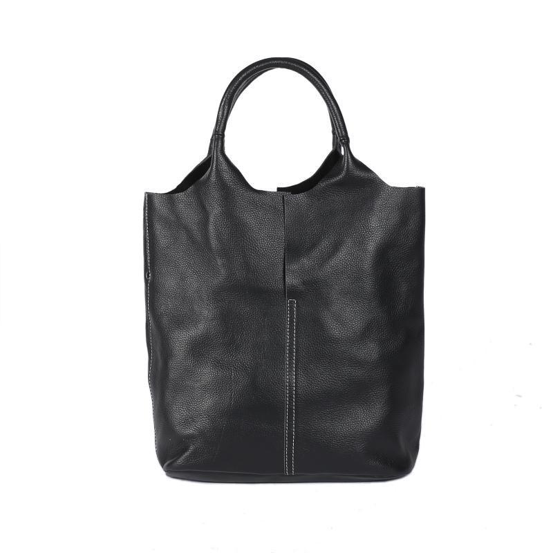 

Promotion Women Genuine Leather Handbags Designer Big Tote Bag Real Leather Handbag Woman Large Capacity Totes, Black