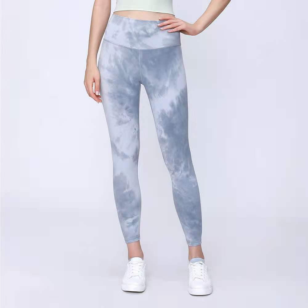 

European and American high end nylon pocket sanding tie dye tight exercise pants high waist lu-66 Yoga Pants, Various colors