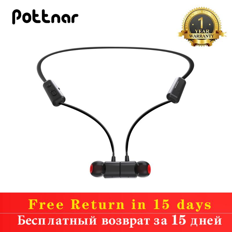 

Pottnar Built-in Magnetic Neckband Bluetooth 5.0 Earphone Headphone Wireless Earphones Bass With Mic fone de ouvido For Mobile, White