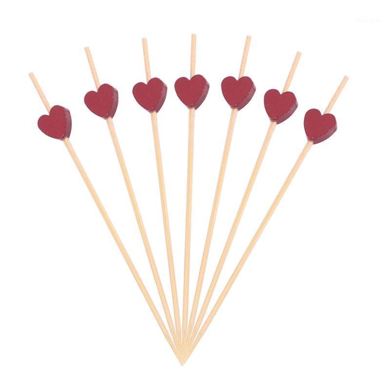 

100Pcs 12cm Cocktail Picks Creative Handmade Heart Shape Bead Appetizer Picks Fruit Toothpicks Christmas Wedding Party Supplies1
