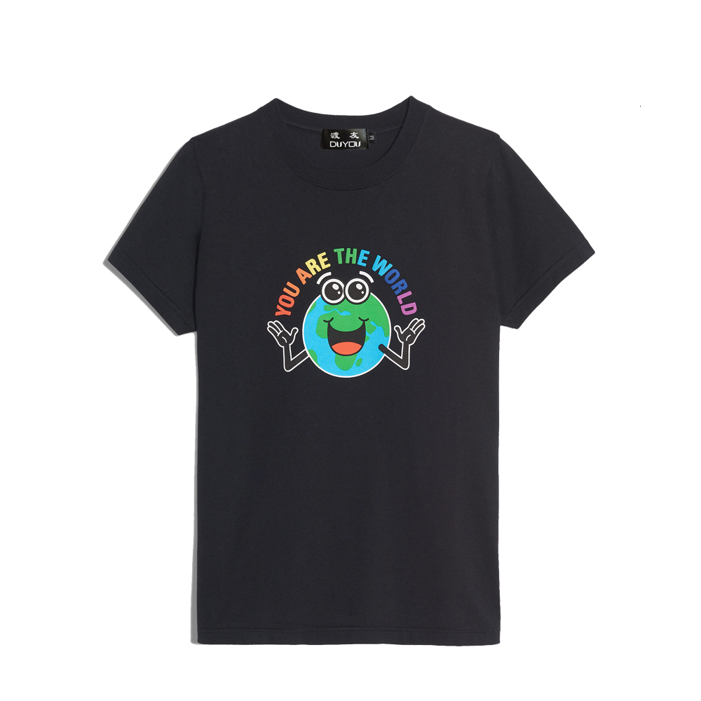

2021 Summer Designer Shirts for Women Tops Clothing You Are the World Printed Women' Short Sleeve Tshirt Men 7jd6, Black