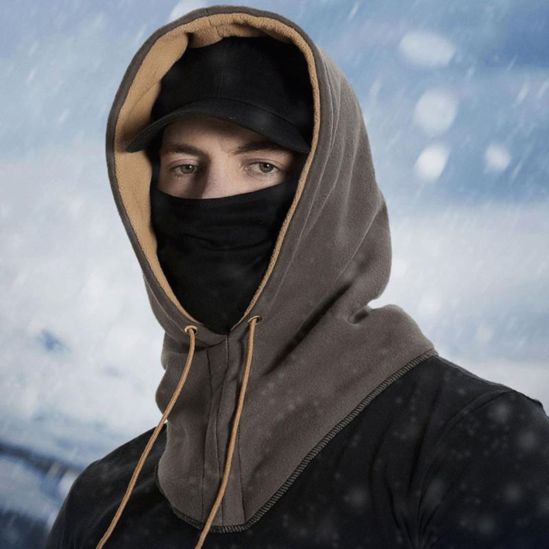 

Winter Outdoor Face Mask Breathable Windproof Soft Keep Warm Headgear with Detachable Half Face Mask Sports Equipments, Black