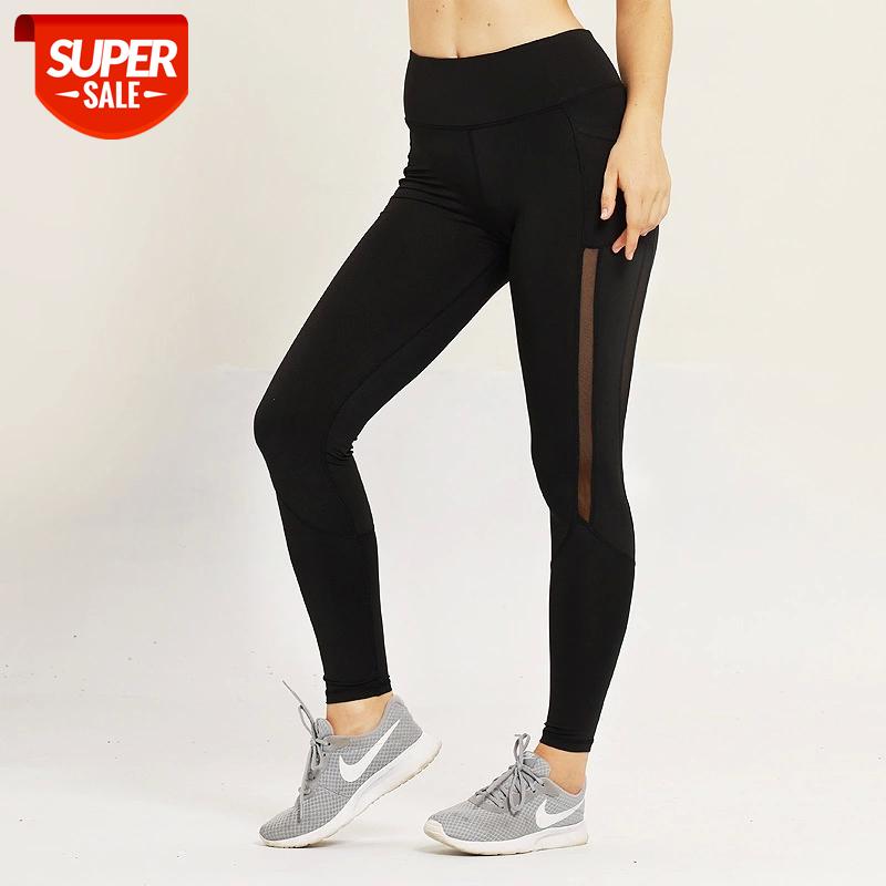 

NORMOV Fashion Women Leggings Fitness Solid Mesh Patchwork High Waist Ankle Length Leggings Black Workout Push Up Lady Leggins #qZ3X, Black;white