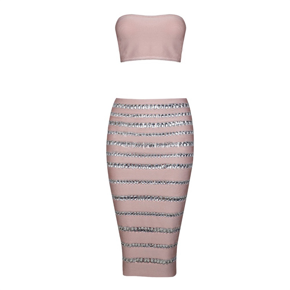

2020 Strapless Sexy Party Ladies Two Pieces the Women at Height of Black Female Knee Bandage Dress Rns8, April