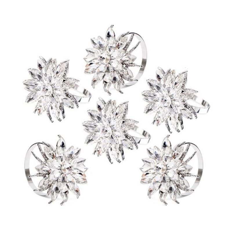 

6 Pcs Napkin Ring,Napkins Round Napkin Buckle Holder Can Be Reused Pattern Lotus Wedding Restaurant Kitchen Decoration