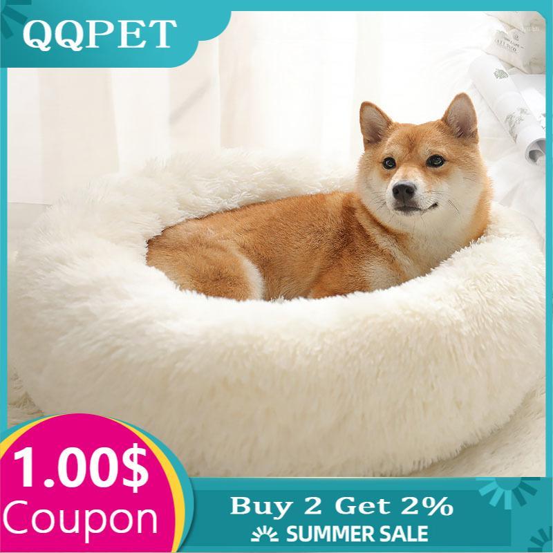 

Long Plush Super Soft Dog Bed Pet Kennel Round Sleeping Bag Lounger Cat House Winter Warm Sofa Basket for Small Medium Large Dog1, White