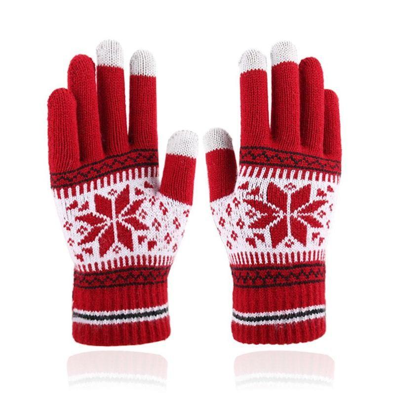 

Five Fingers Gloves 1pair Winter Unisex Knitted Women Autumn Warm Thick Screen Skiing