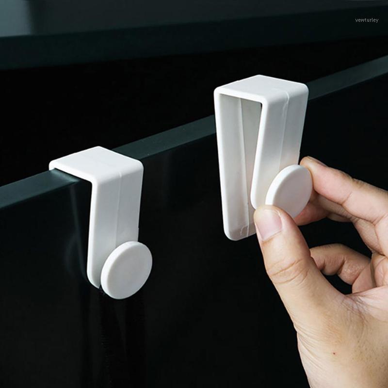 

2PCS ABS Door Hook Home Kitchen Bathrooms Free Punching Door Key Back Type Seamless Hook SWWQ1