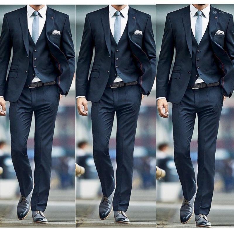 

Custom Suit Men Leisure New Fashion 2020 Men Suits for Wedding Groom Classic outfit Man Blazers 3Pieces (jacket pant vest) B191, Black