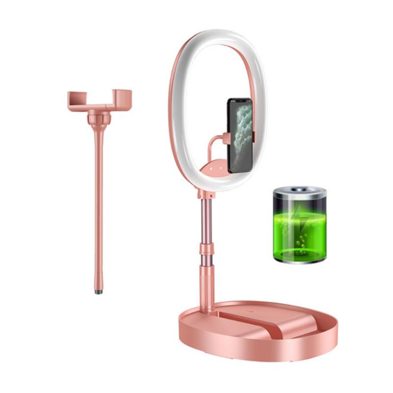 

With Phone Holder Selfie Ring Light Studio Foldable Eye Protection Desktop Adjustable Height Touch Control Dimmable LED Portable