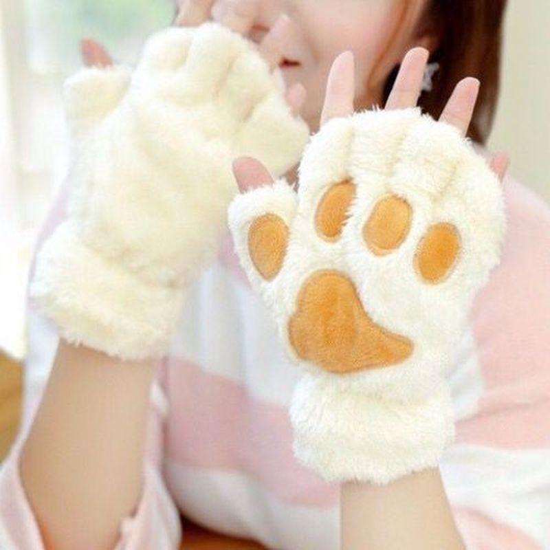

Five Fingers Gloves Fashionable And Cute Women Girls Cat Kitten Warm Soft Anime Cosplay Plush For Halloween Party Accessories