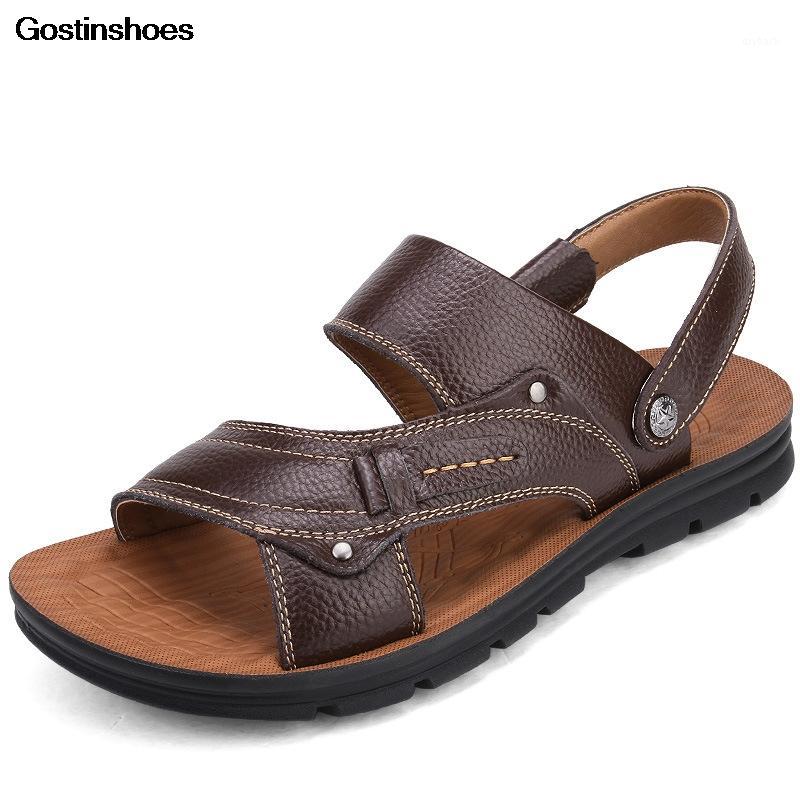 

Sandalias Cowhide Masculina Gladiator Sandals For Men New Casual Sport Casual Genuine Leather Men Leather Sandals1, Dark brown