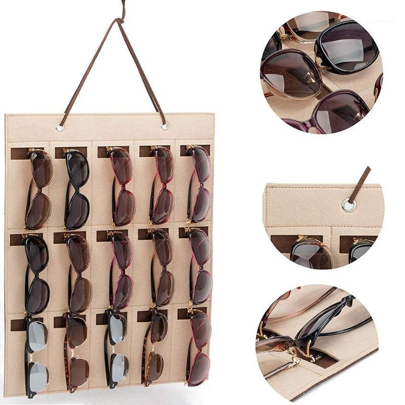 

Multi-slot Sunglasses Organizer Hanging Earrings Necklace Felt Storage Holder1, Chocolate