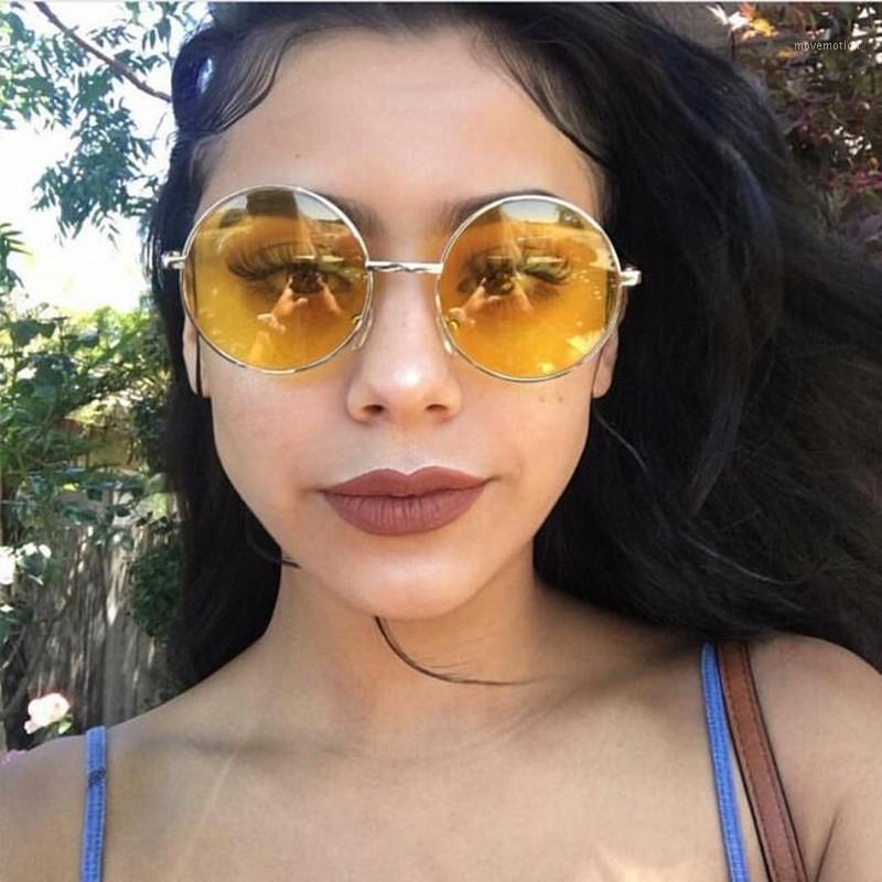 

Trendy Round Sunglasses Small Size Gold Yellow Mirror Sun Glasses Women Vintage Glasses Red Designer uv4001