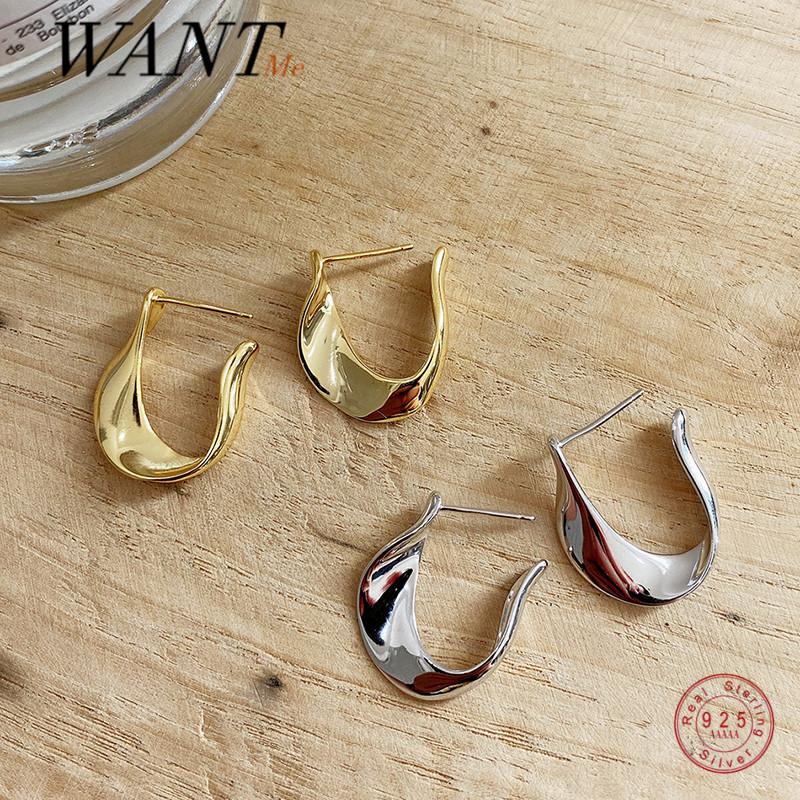 

WANTME Genuine 925 Sterling Silver Geometric Fashion Stud Earrings for Women Bohemian INS Party Charming Jewelry 2021