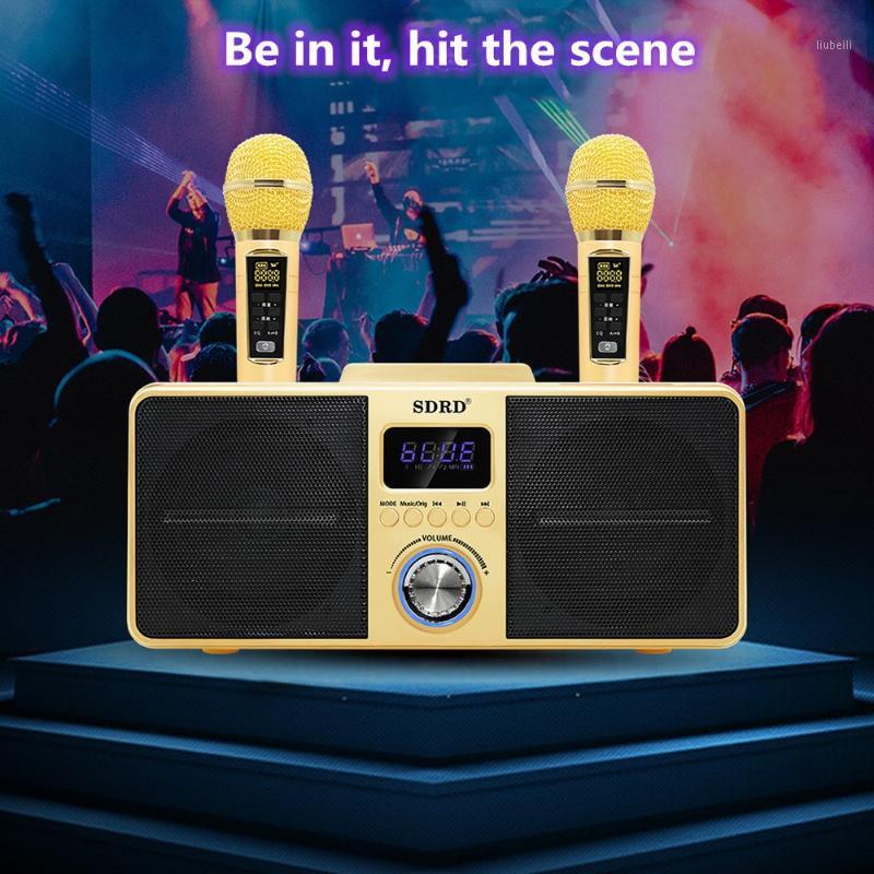 

Karaoke speaker 40W Portable Move KTV Column with 2 wireless microphone bluetooth speaker stereo home theater sound Music Center1