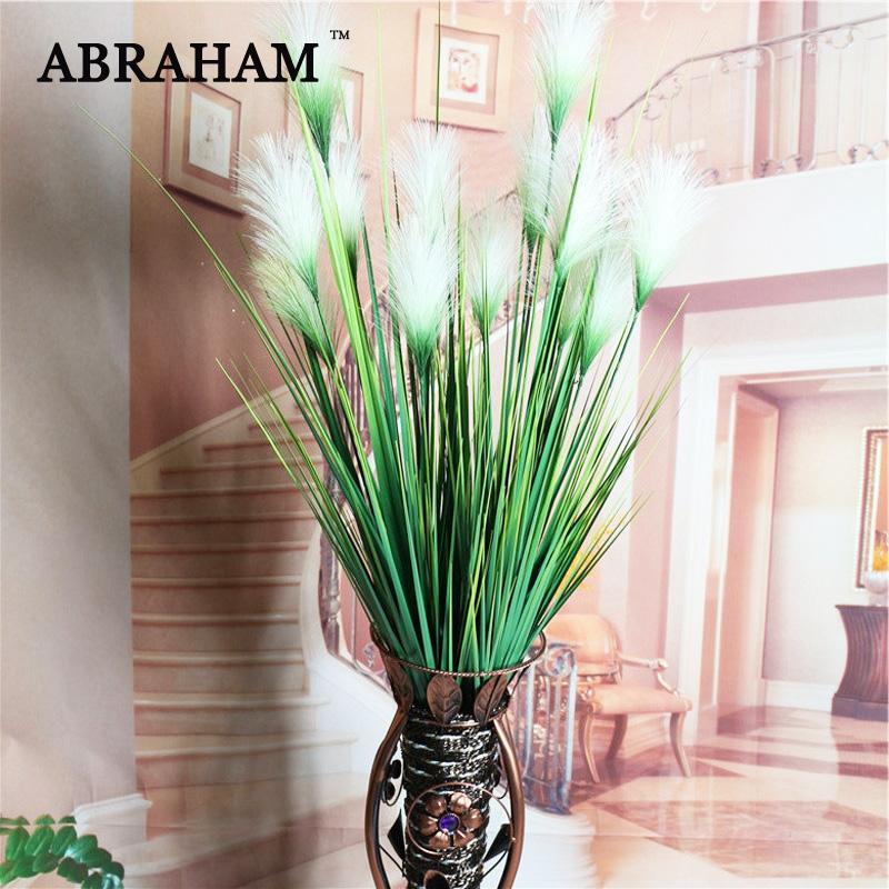 

93cm 7 Heads Silk Onion Grass Large Artificial Tree Fake Reed Bouquet Wedding Flower Plastic Autumn Plants For Home Party Decor1, White