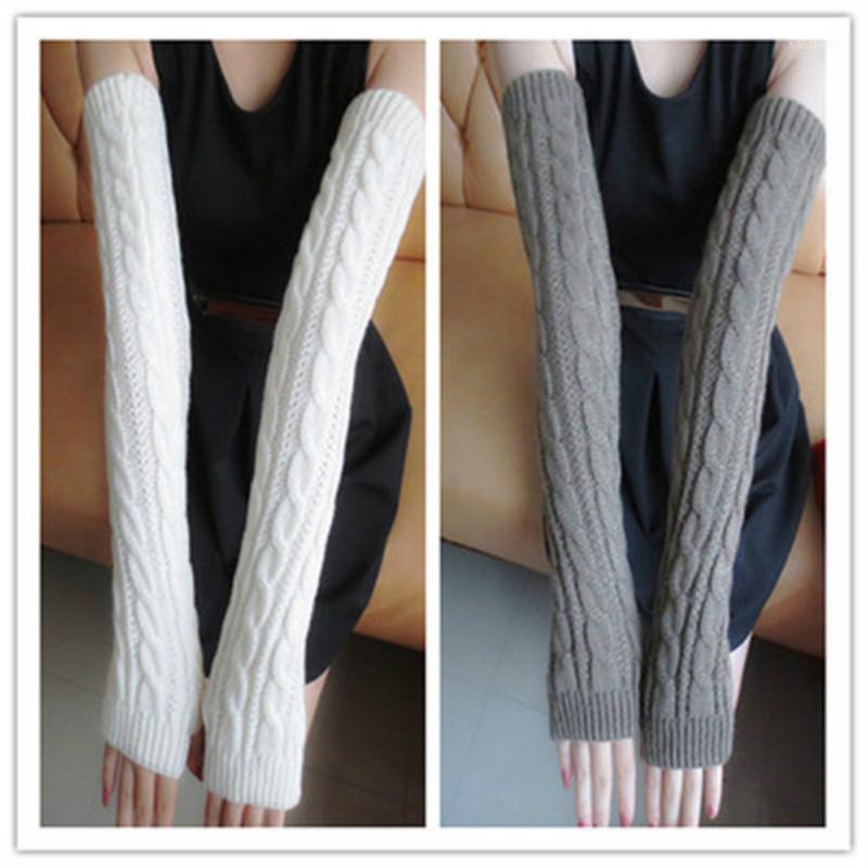 

Winter Arm Warmers Fingerless Long Gloves Solid Color Knit Sleeves Covers Outdoor Riding Windproof Sport Protection Arm Sleeves1, White