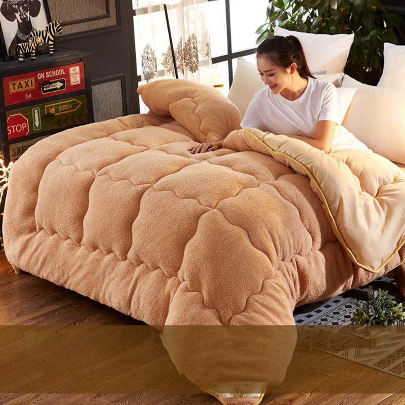 

Quilts cotton patchwork duvets Australian lambs wool Warm comforter camel quilt Thicken warm duvets winter comforter patchwork, 180x220cm