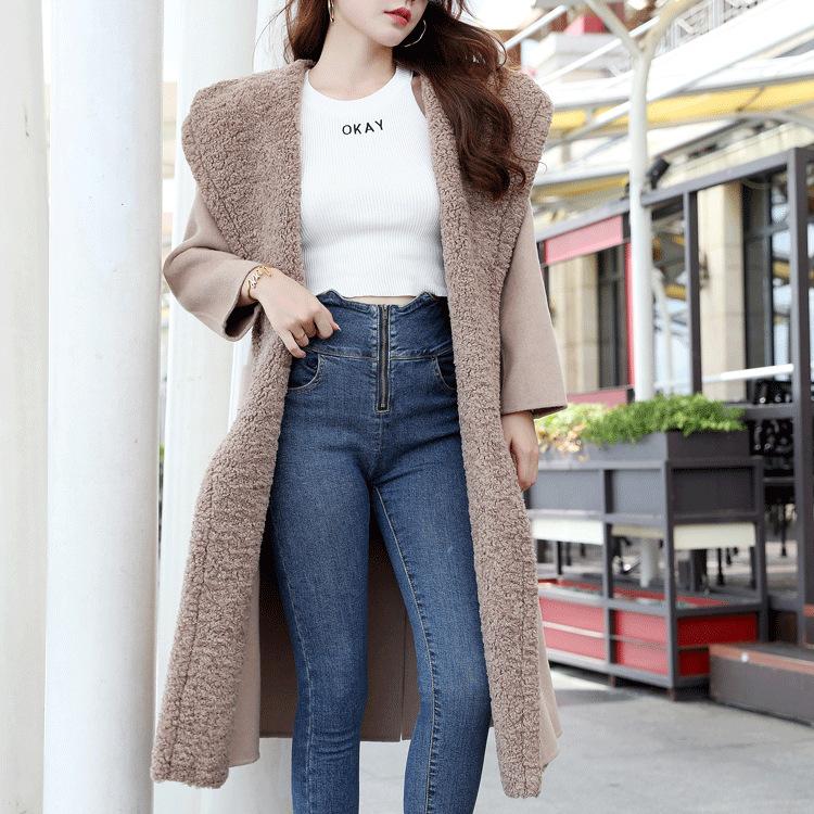 

KMETRAM 100% Wool Coat Winter Jacket Women Clothes 2020 Double Side Woolen Coat Female Thicken Long Coats Chaqueta Mujer MY4292, Light camel