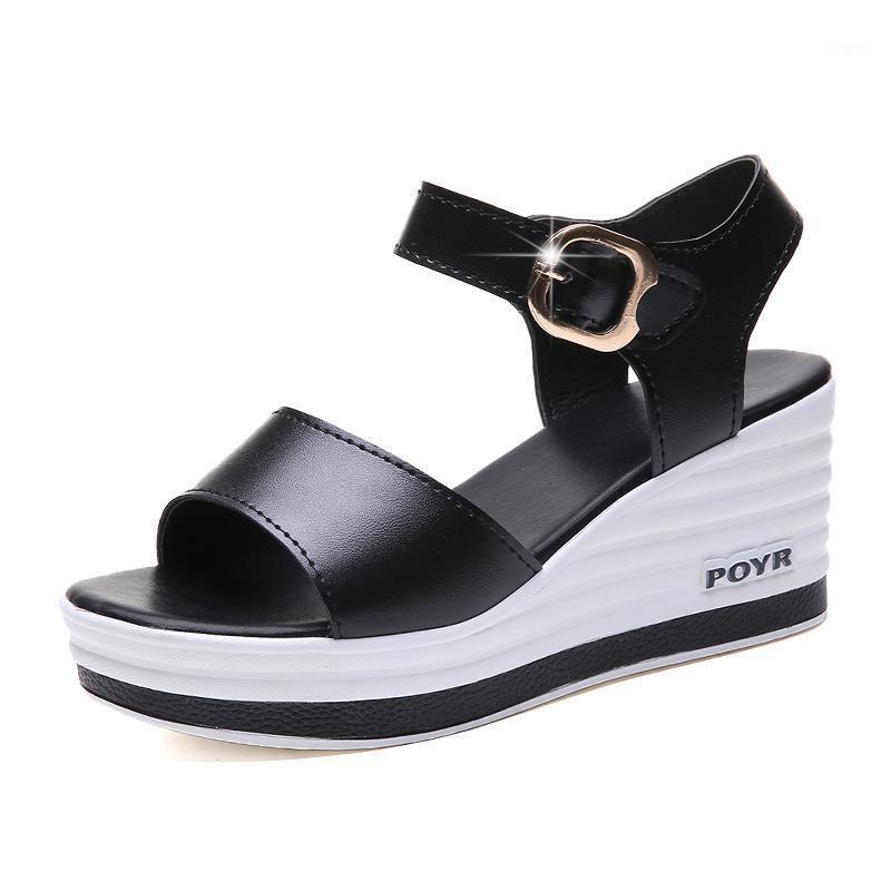 

Sandals women 2020 summer new fashion trendy wild slope with high-heeled buckle women's shoes ladies high shoes1, 01