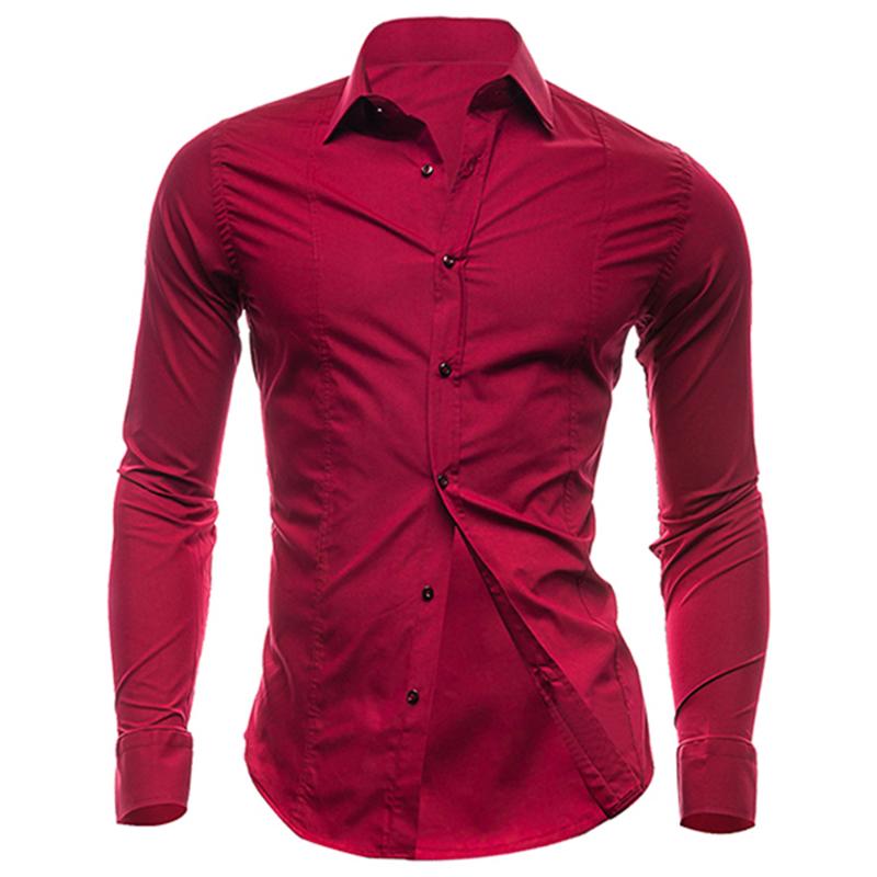 

New 2020 Mens Dress Shirts Elegant Comfort Long-sleeve Men Shirt Cotton Solid Slim Business&Casual Shirt Men camisa new release, Black
