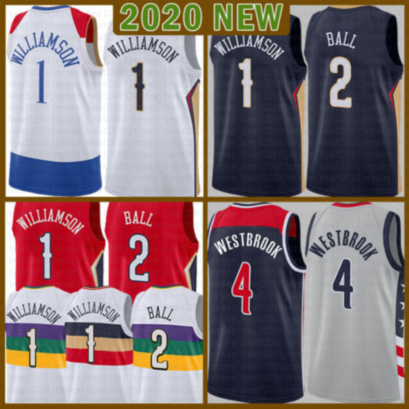 

2021 New Zion 1 Williamson basketball jersey Lonzo 2 Ball Mens Russell 4 Westbrook Cheap Ivory, 2021 jersey