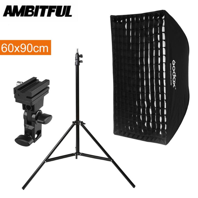 

Godox 60*90cm 24"*35" Honeycomb Grid Rectangle Softbox Light Stand Hot Shoe Holder Bracket Kit for Speedlite Flash