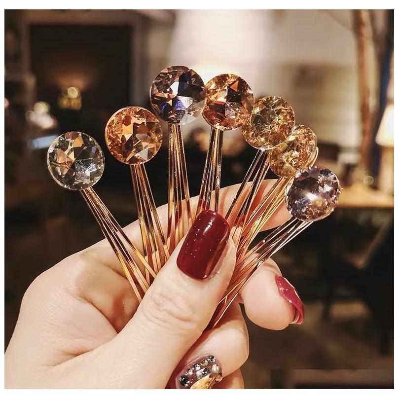 

S858 Hot Europe Fashion Jewelry Crystal Barrette Hairpin Hair Clip Bobby Pin Barrette Hair Accessories 2Pcs/Set Akt70, Golden;silver