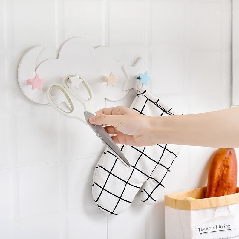 

Hot Cloud Moon Hook Wall Mounted Free Nail Hanger for Kitchen Bathroom Door MDD881