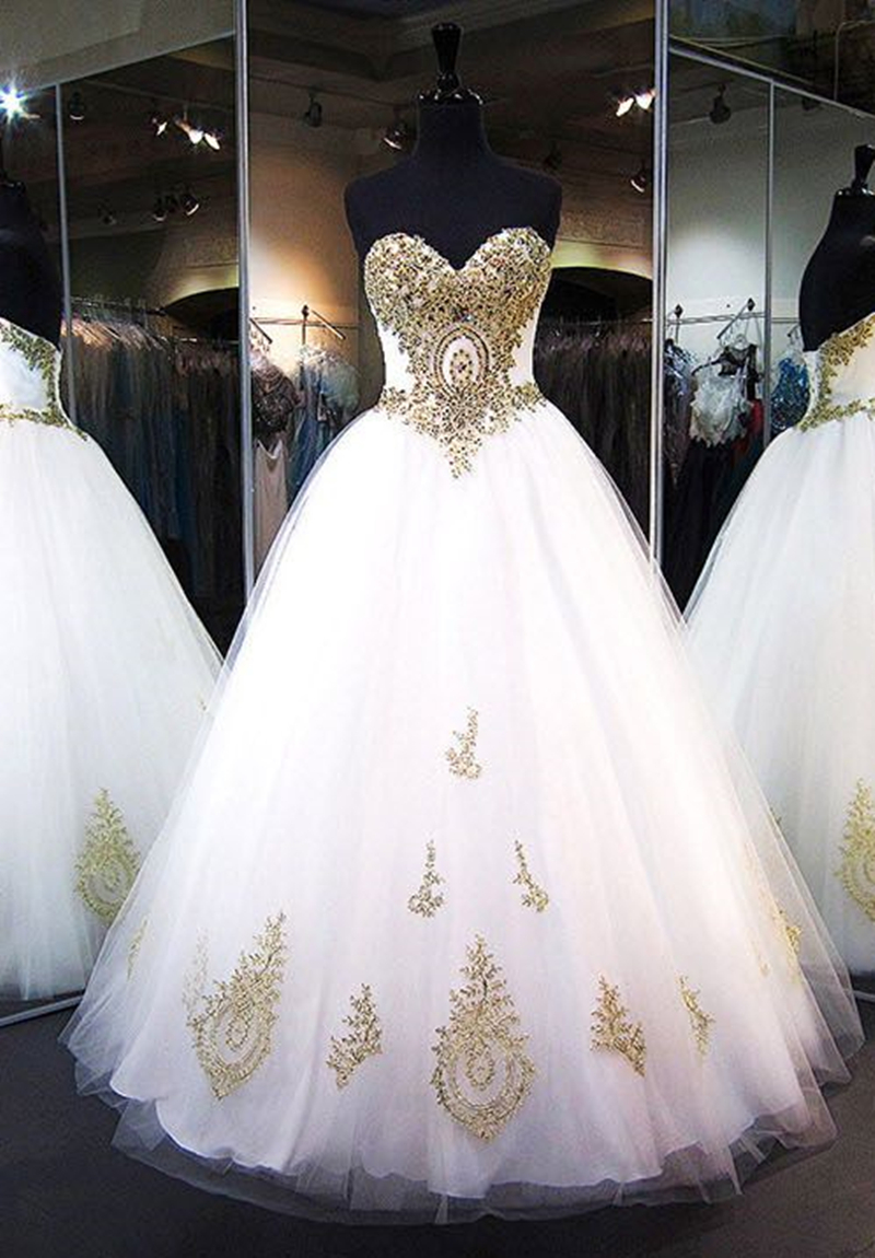 

New Arrival Quinceanera Dresses Ball Gown Beaded Appliques Sweet 16 Dresses Plus Size Long Formal Evening Prom Party Gowns QC1563, Champagne