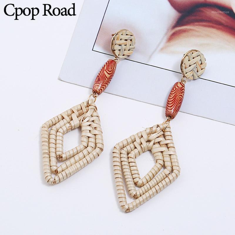 

Cpop Geometric Mulitilayer Handmade Rattan Bohemian Earrings Women Long Pendant Ethnic Wood Earrings Jewelry Fashion Accessories1