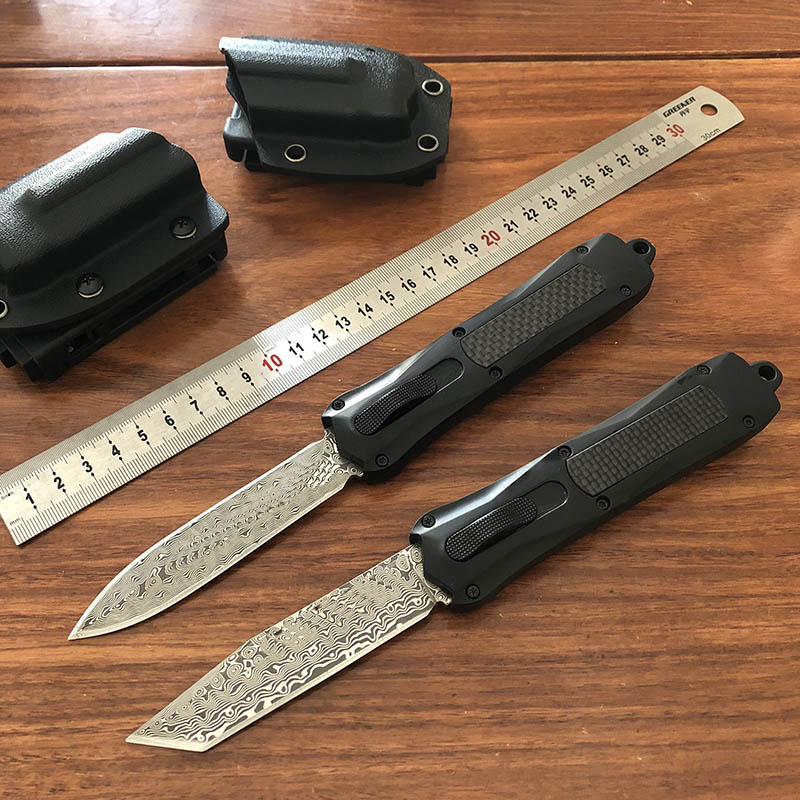 

Mic A88 Damascus Automatic Knife K Sheath Outdoor Camping Hunting Survival UT85 UT88 Self Defense Tactical Pocket Auto Knives Hellhound Boun