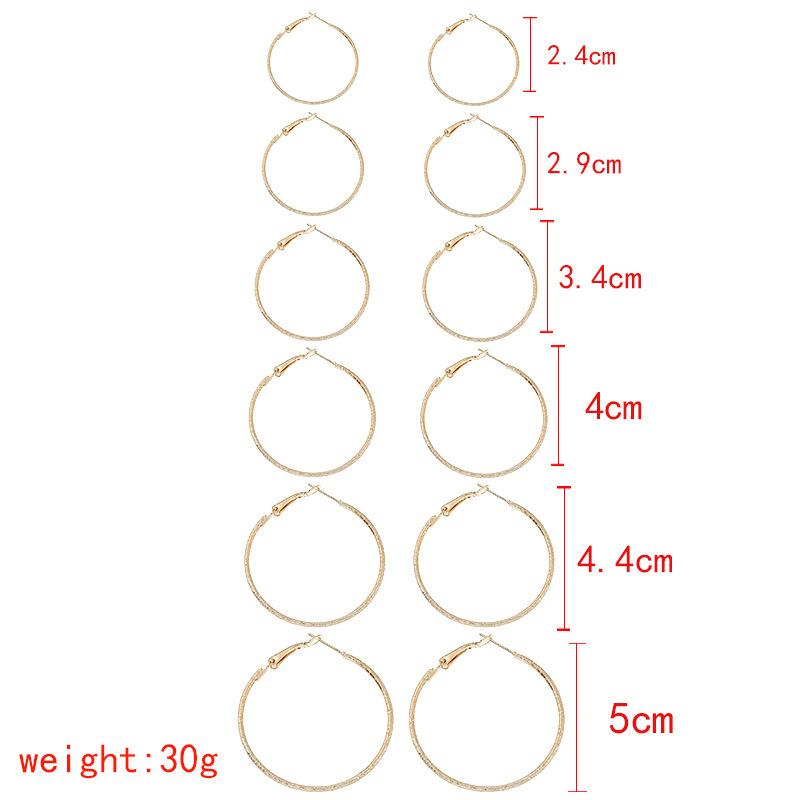 

6 Pairs/set Fashion Girls Big Circle Hoop Earrings Women Punk Style Simple Round Clip Earing Female Jewelry Party Gifts