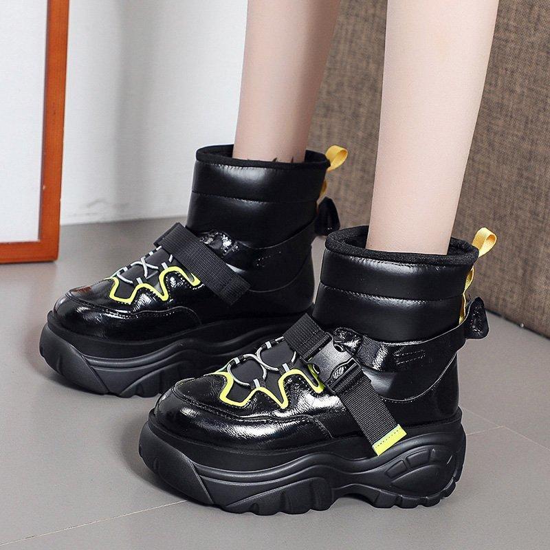 

Rimocy Thick Bottom Waterproof Snow Boots Women Chunky Platform Ankle Boots Female Winter Plush Warm Cotton Padded Shoes Woman, Silver