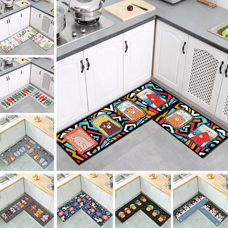 

Kitchen Mat Cheaper Anti-slip Modern Area Rugs Living Room Balcony Bathroom Printed Carpet Doormat Hallway Geometric Bath Mat, White