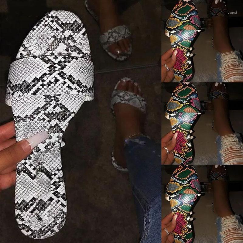 

Summer Flat Snake Slippers Women's Outdoor Beach Hollow Slipper Fashion Open Toe Leather Females Shoes Female Home Slippers1, Green shoes