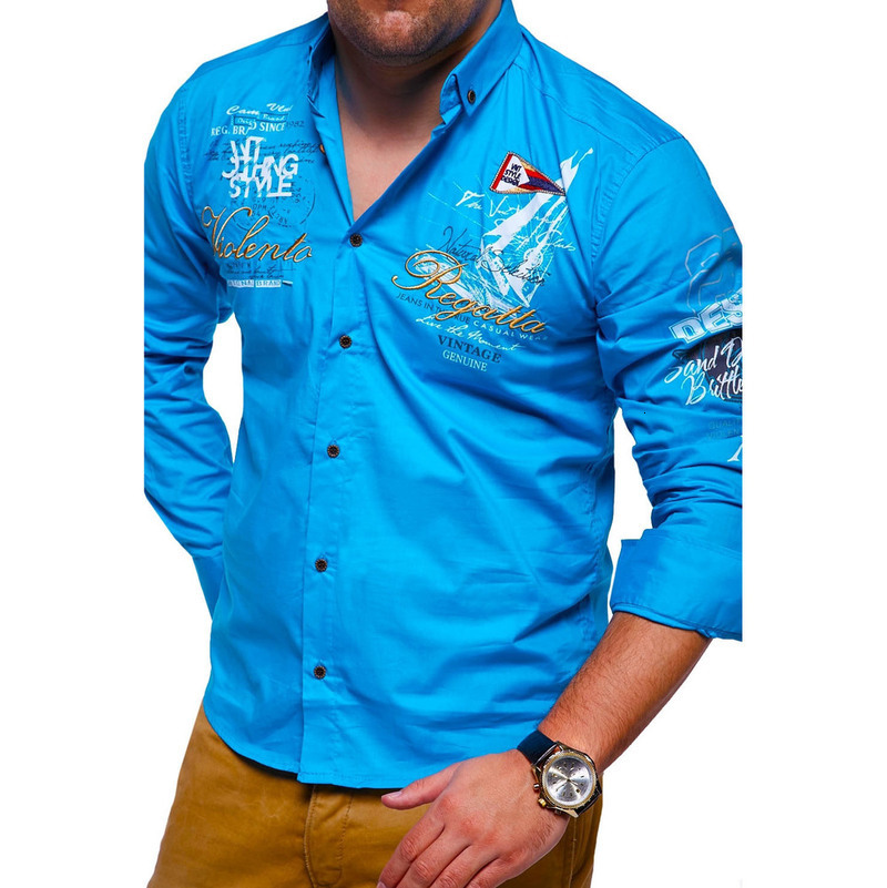 

2021 New Mens Long Sleeve Casual Loose Shirt Letter Printing Turn-down Collar Tops Tees Breathable Polo Shirts Men 42pv, Black