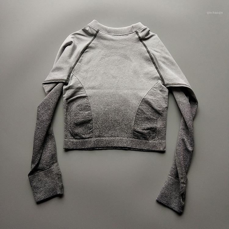 

New Women' Pink Seamless Long Sleeve Crop Top Yoga Shirts with Thumb Hole Running Fitness Workout Seamless Top Shirts1, Blue