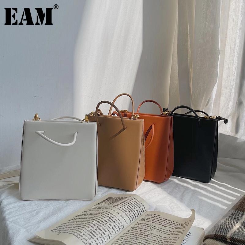 

[EAM] Women New Small Brief Handbag PU Leather Flap Personality All-match Crossbody Shoulder Bag Fashion Tide 2021 18A1625, Black