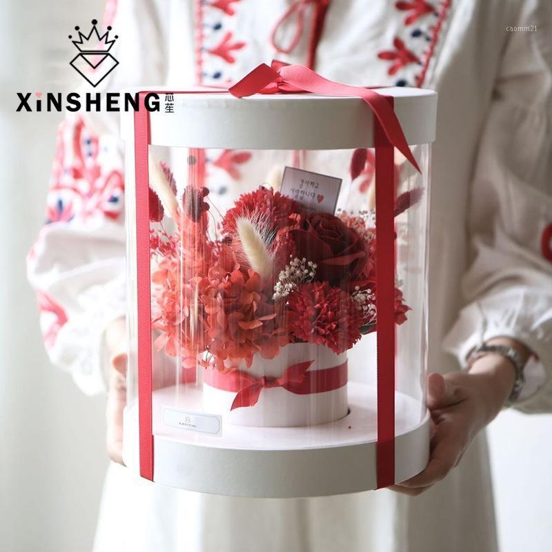 

Transparent round Gift Box Flower Pot Flower Packaging Bouquet Arrangement party christmas Valentine's Day1