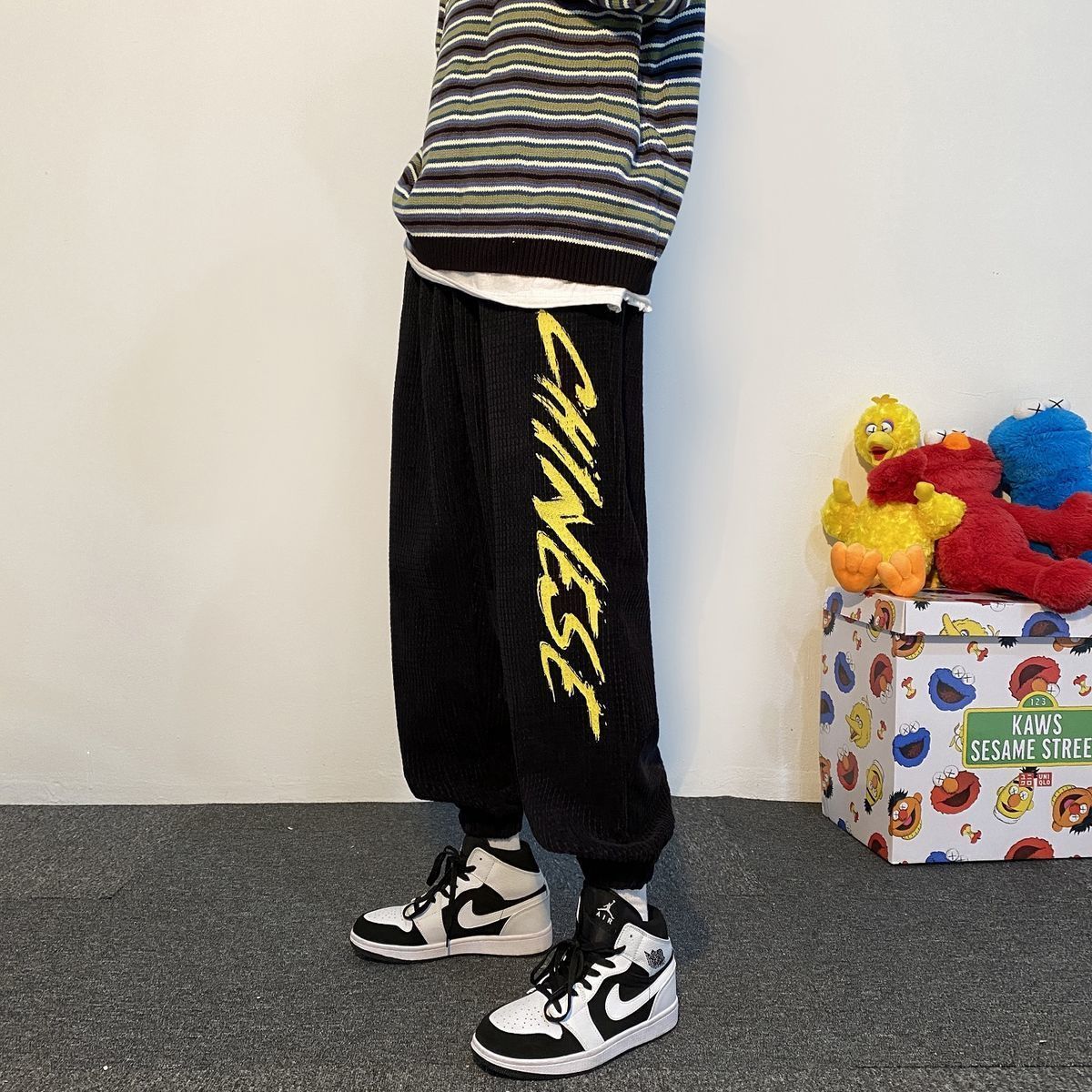 

Autumn 2021 New Velvet Male-sized Loose-fitting 5xl Hot-water Free Sport Streetwear O6G4, Khaki.
