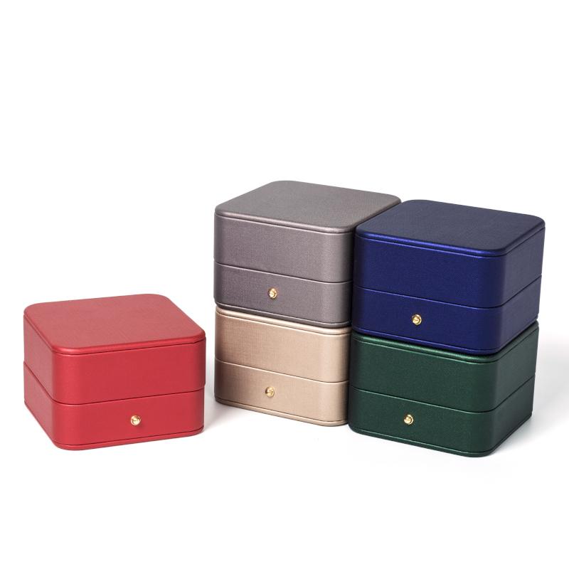 

Jewelry Pouches, Bags Pu Leather Flat 5-piece Set Of Necklaces Rings Earrings Bracelets Box Golden Button Decoration Five Colors Optional