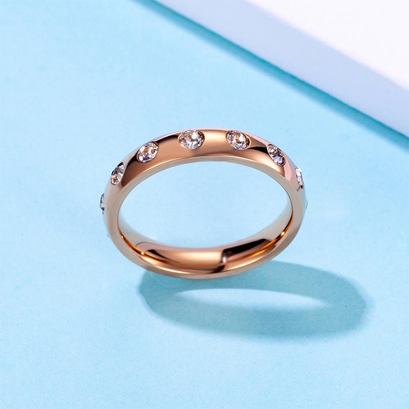 

ring for womens Rose gold stainless steel ring crystal wedding rings fashion Delicate simple rings gifts for womans accessories