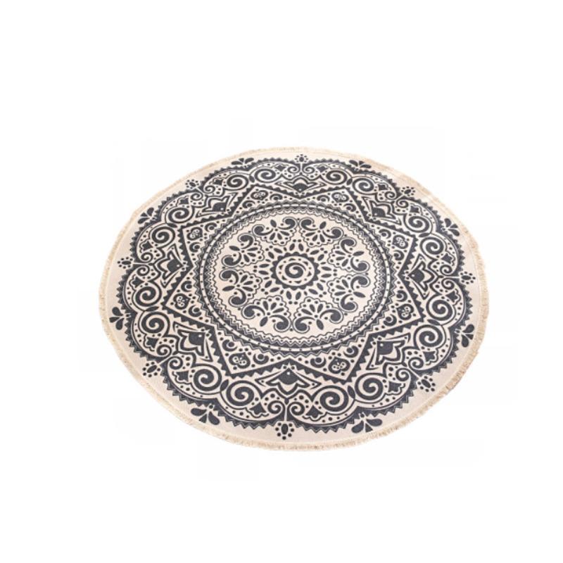 

Nordic Ethnic Style Round Large Area Rug For Bedroom Bohemia Woven Cotton Rug Carpet Knitting Floor Mat 90cm 120cm 150cm, British blue