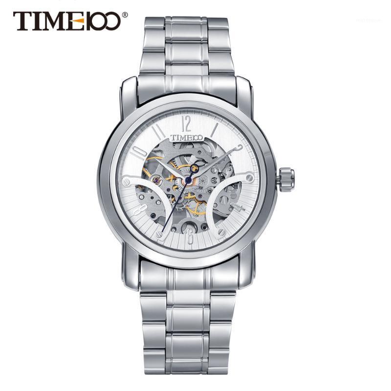 

Time100 Mechanical watches Men's Skeleton wristwatches self-wind business casual style Water resistant Luxury Fashion1, Silver