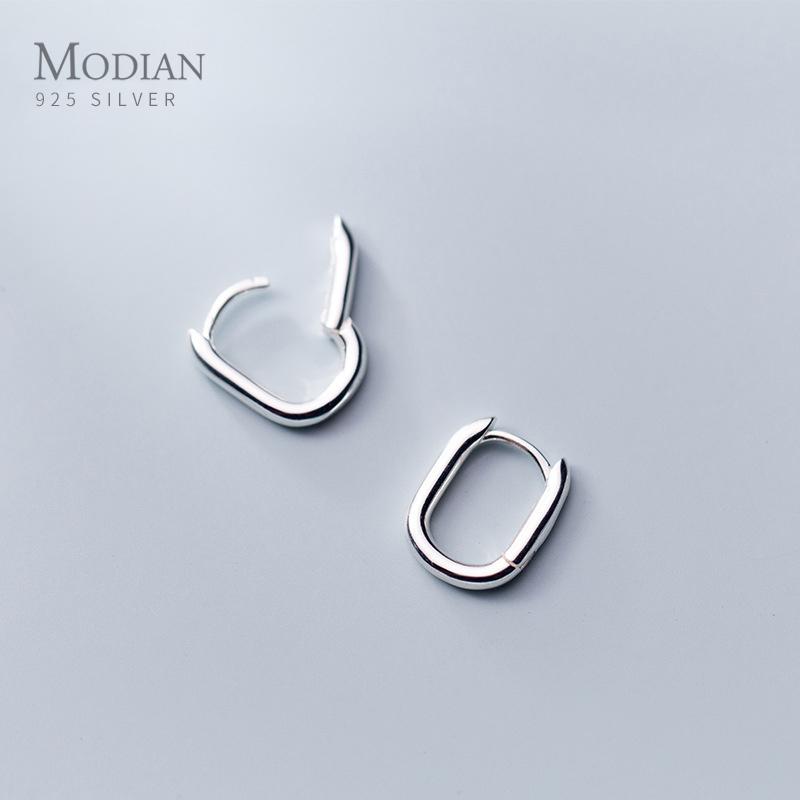 

Modian Simple Oval Sparkling Hoop Earrings 100% 925 Sterling Silver Fashion Charm Hoops Ear For Women Christmas Gift Jewelry