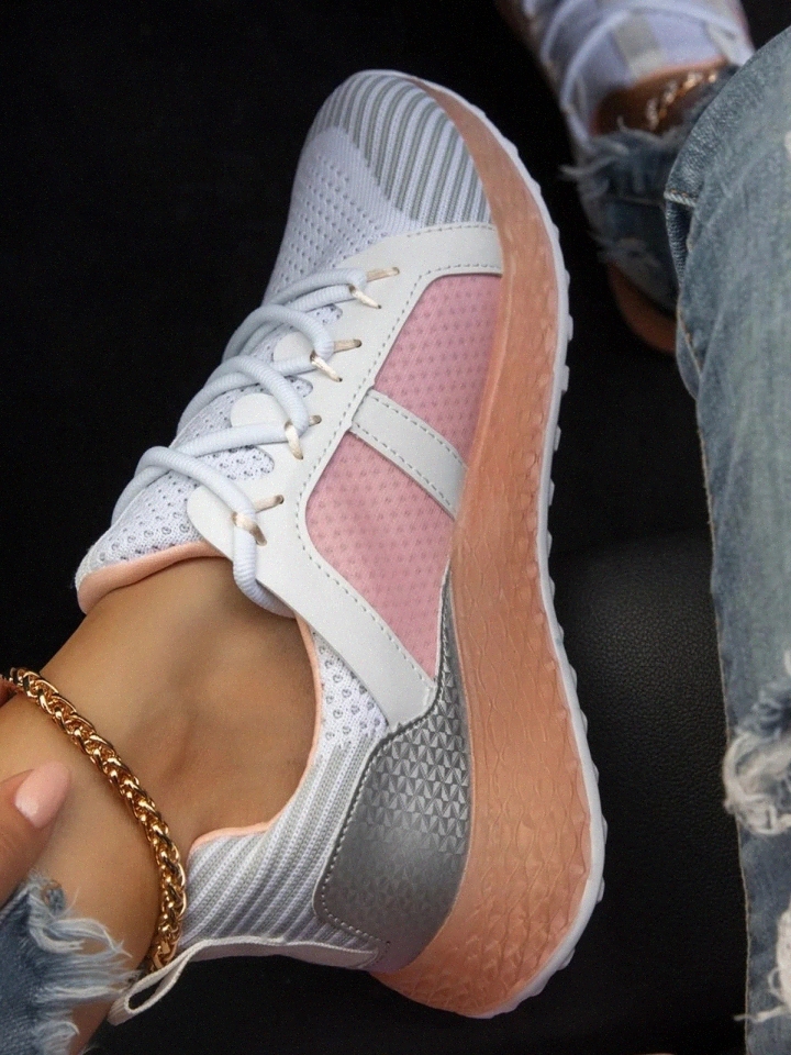 

2020 Women Trendy Sneakers 2020 New Fashion Lace Up Cushion Female Running Walking Sport Shoes Larged-Size Ladies Casual Flats #3j6G