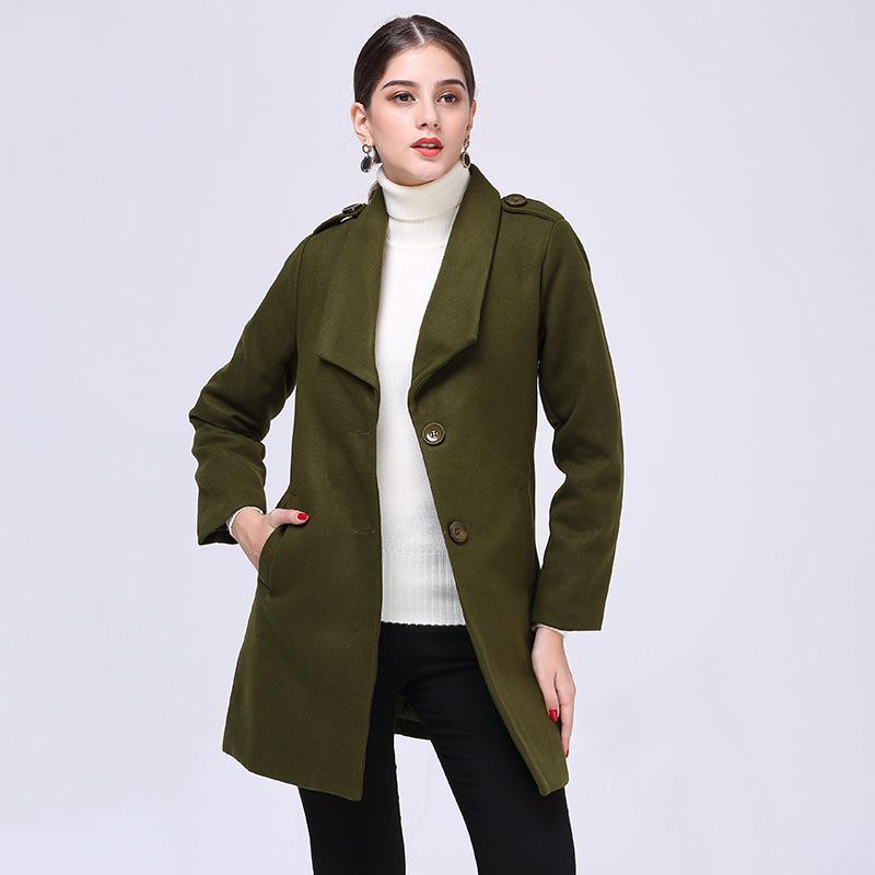 

Winter Coat Abrigo Mujer Overcoat Dress New Thickening Self-cultivation Fashion Joker Long Fund Heavy Cloth Loose Woman Jr993, Army green
